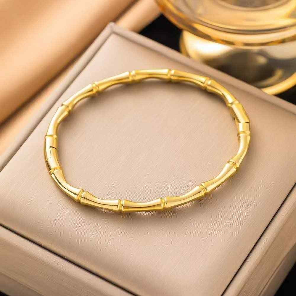 Golden Bamboo Stainless Steel Bracelet